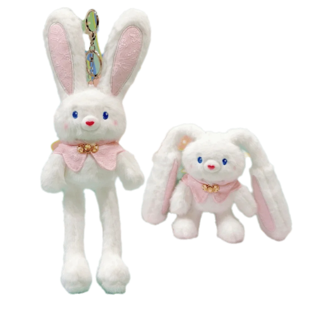 Soft Stuffed Stuffed Bunny Keychain 30cm Size Kawaii Style Ear Pulling Rabbit Creative Design Children Gits Schoolbag Pendant