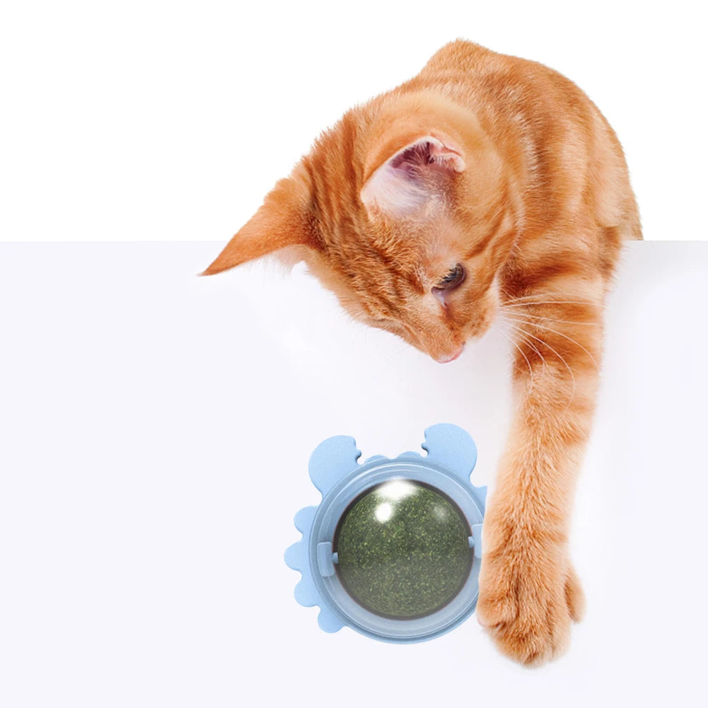 Crab Shaped Edible Toys Catnip Balls Treats Rotatable Indoor Cat Snack Ball Playing Healthy Stick On Roller Safe Pet Accessories