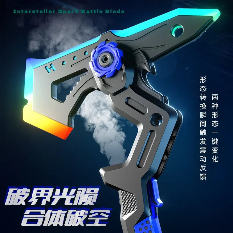 2-in-1 Transformable Battle Axe Toy LED Glowing with Vibration Sound Creative Cosplay Prop for Kids Boys Indoor Outdoor Game