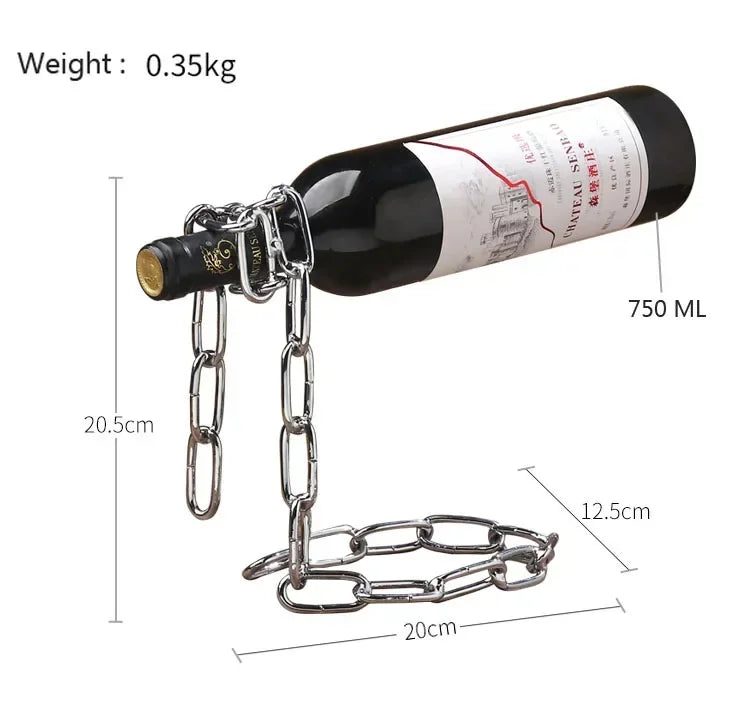 Kitchen Magical Suspension Iron Chain Wine Racks One Bottle Wine Display Racks Stand Holder Dining Room Cellar Bar Decoration