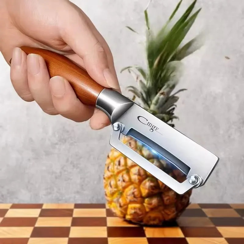 Kitchen Peeler Stainless Steel Multi-Function Kitchen-Specific Peeler for Slicing Fruit and Vegetables with Wooden/ Steel Handle