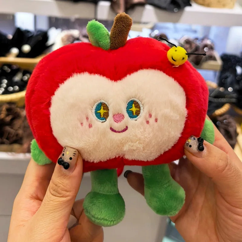 Plush Red Apple Keychains Pendant Surprise Apple  with Bug Holes Proposal Hide The Ring Couples Valentine's Day Surprise Gift