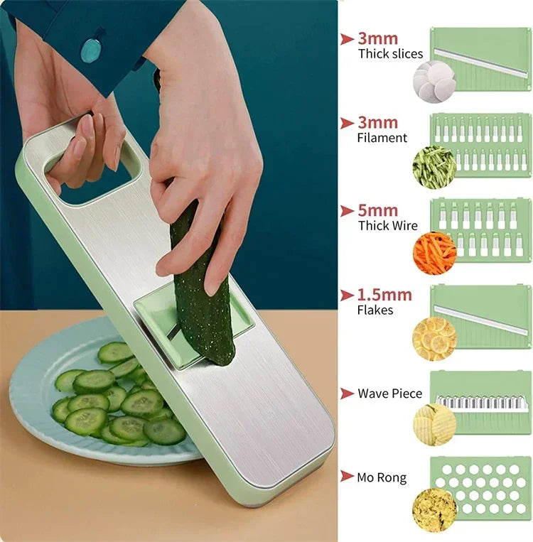 2026Popular 6 in 1 Veggie Slicer Mandoline with 6 Blades for Easy Slicing Julienne and Shredding Vegetables