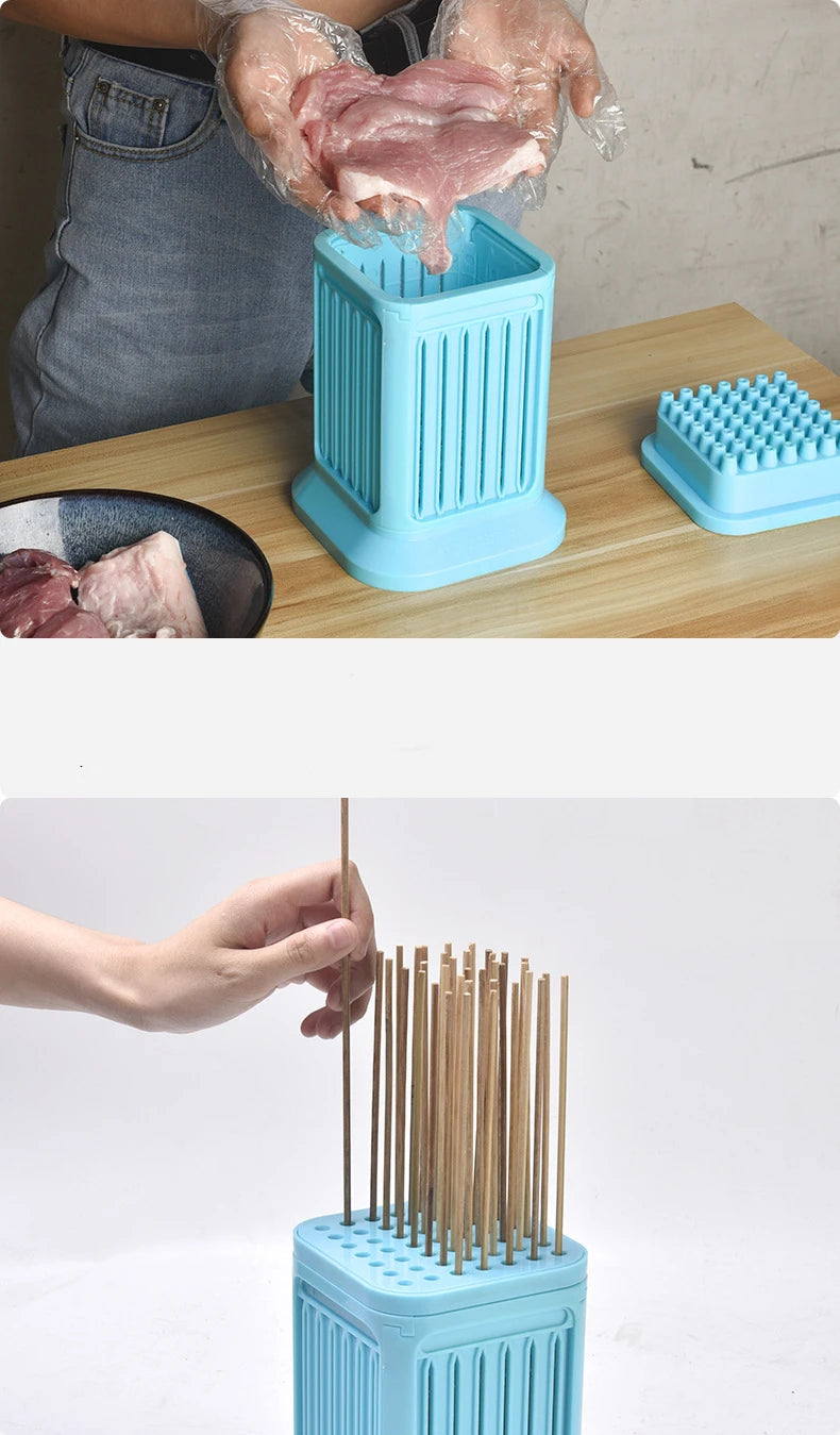 Meat Cutter String Meats 49 Grids Rotisserie Lamb Beef Barbecue Skewer Outdoor Camping Kebab Kitchen Accessories BBQ Tools