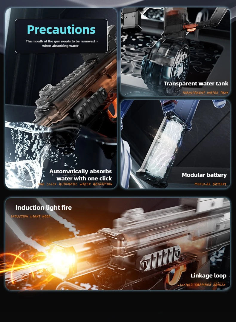 MK3 Simulation Shooting Flames Electric Water Gun Self Absorbent Water Automatic Continuous Water Guns Kids Summer Outdoor Toys