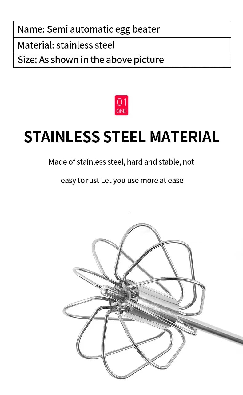 Semi Automatic Egg Beater Manual Rotating Cream Mixer Household Baking Tool Kitchen Gadget for Egg Blending Cake Mixing