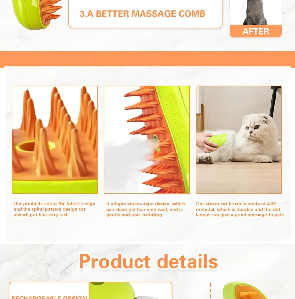 3in1 Electric Sprays Massage Combs Cat Dog Steamy Brush Steam Brush Electric Sprayer for Massage Pet Grooming Tool Shedding