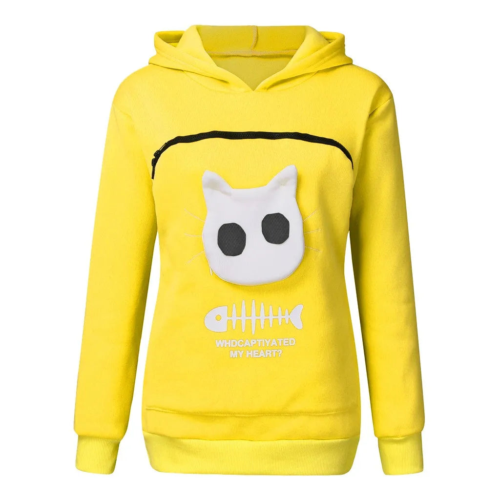 Unisex Pet Carrier Hoodie Cat Lovers Big Pocket Pullovers Sweatshirt Dog Holder Tops Hoodies Animal Pouch Hooded Sweatshirts