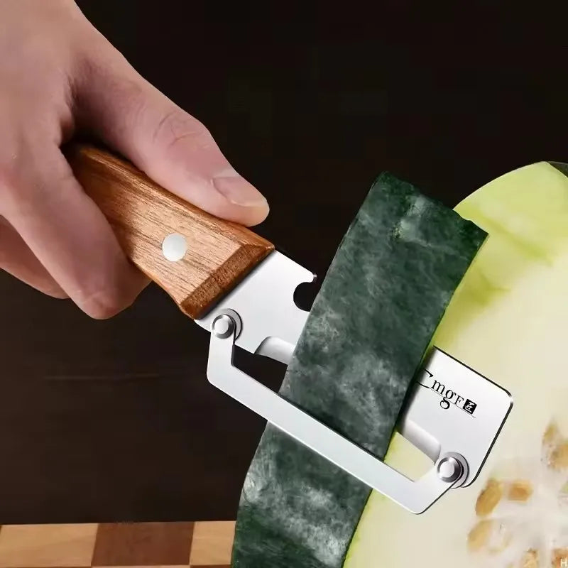 Kitchen Peeler Stainless Steel Multi-Function Kitchen-Specific Peeler for Slicing Fruit and Vegetables with Wooden/ Steel Handle
