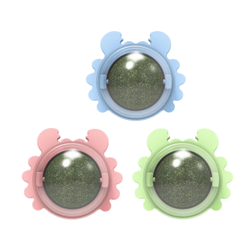 Crab Shaped Edible Toys Catnip Balls Treats Rotatable Indoor Cat Snack Ball Playing Healthy Stick On Roller Safe Pet Accessories