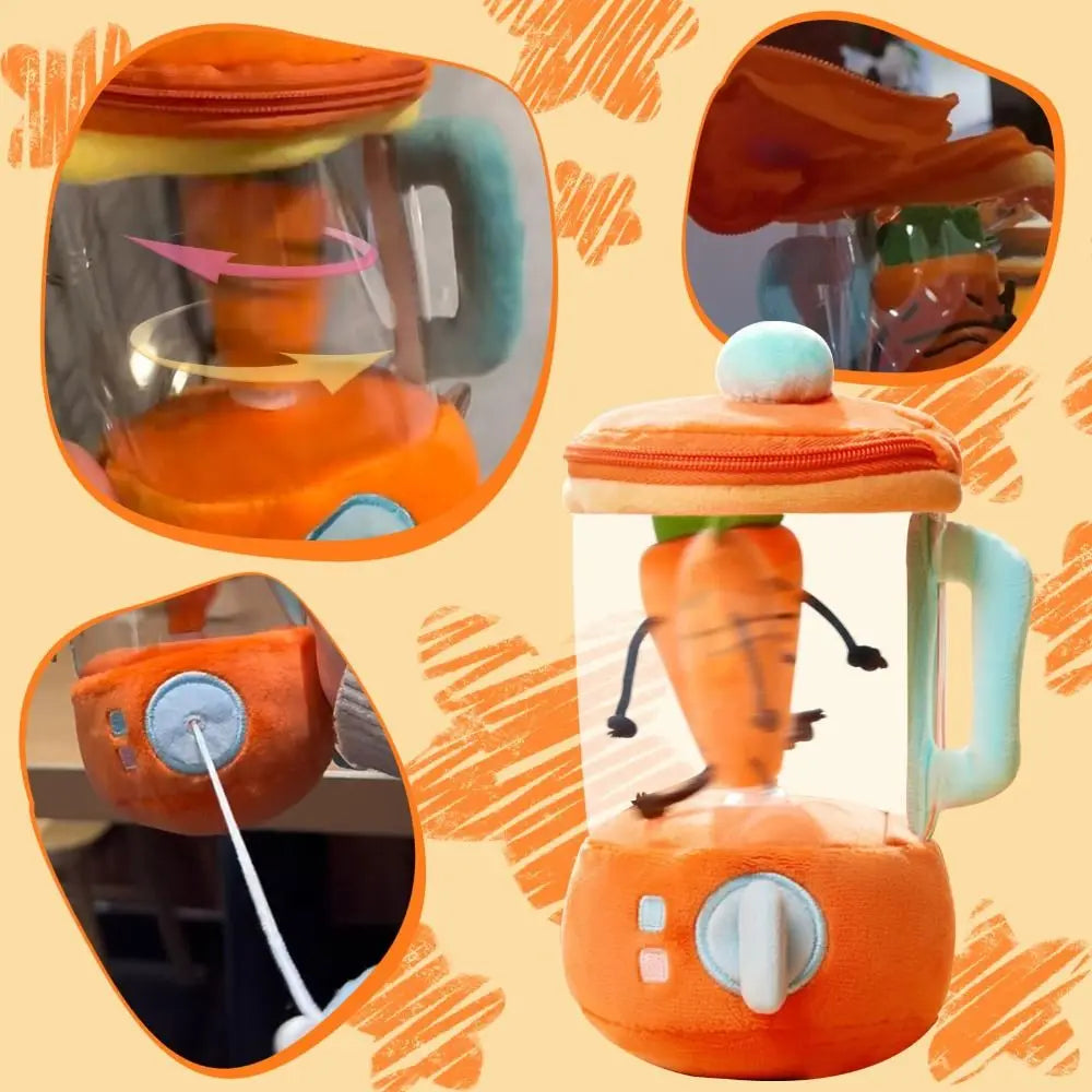 Cartoon Funny Carrot Juicer Plush Toy Drawstring Rotating Bag Pendants Stuffed Plush Toys Carrot/Flower Blender Toy