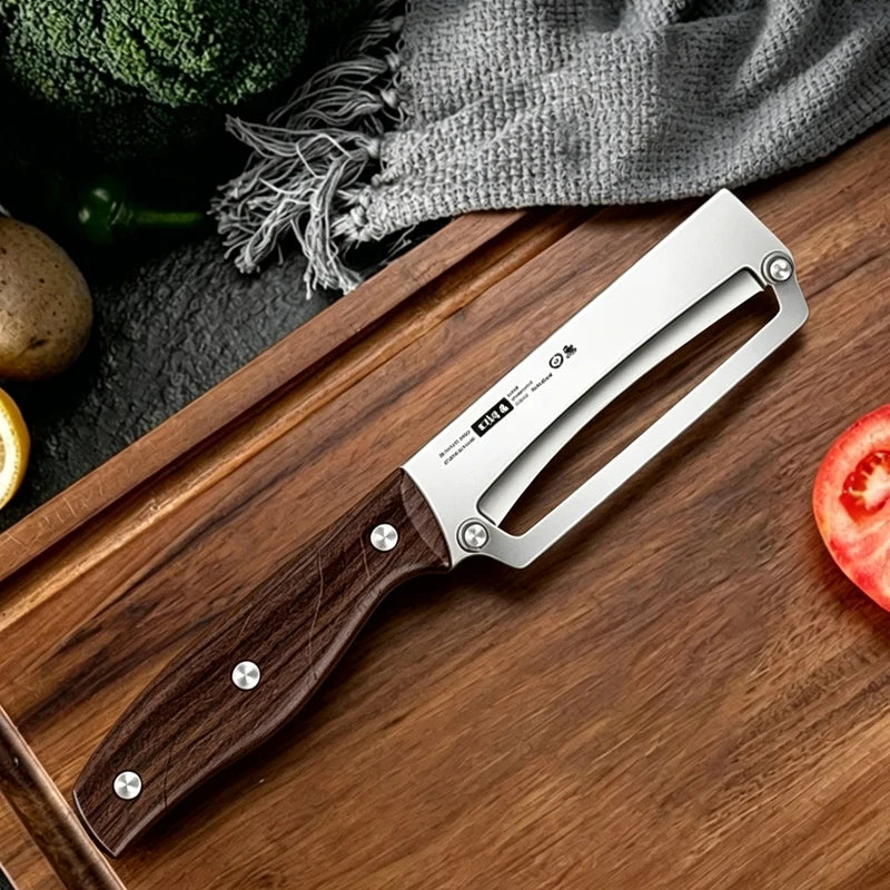Kitchen Peeler Stainless Steel Multi-Function Kitchen-Specific Peeler for Slicing Fruit and Vegetables with Wooden/ Steel Handle
