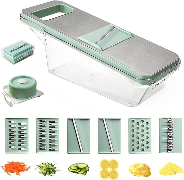 2026Popular 6 in 1 Veggie Slicer Mandoline with 6 Blades for Easy Slicing Julienne and Shredding Vegetables
