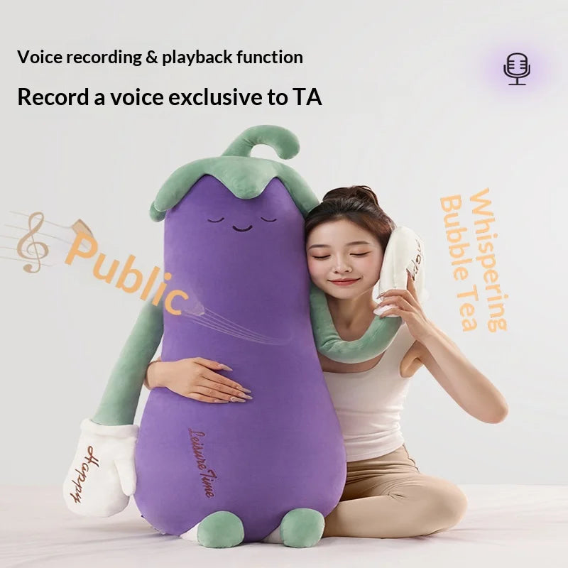 Zhimengren Eggplant Sleep Pillow Bluetooth Music Remote Control Adjustable Patting Plush Toy For Adults Pregnant Women Girls