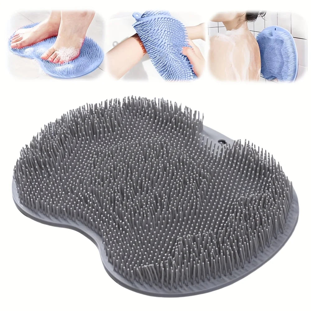 Multi-purpose Foot Wash Brush Silicone Bath Massage Mat Reusable Exfoliating Shower Back Brush Wall Mounted with Suction Cup
