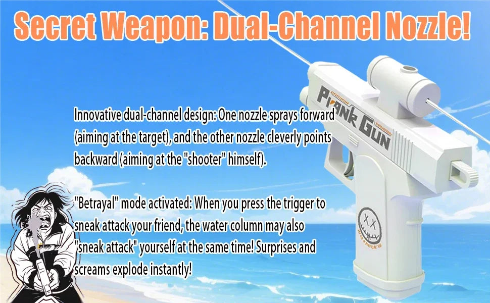 Creative Prank Double Sided Reverse Water Spray Gun Summer Trick Tactics Double Directional Water Spray Mini Fun Water Gun