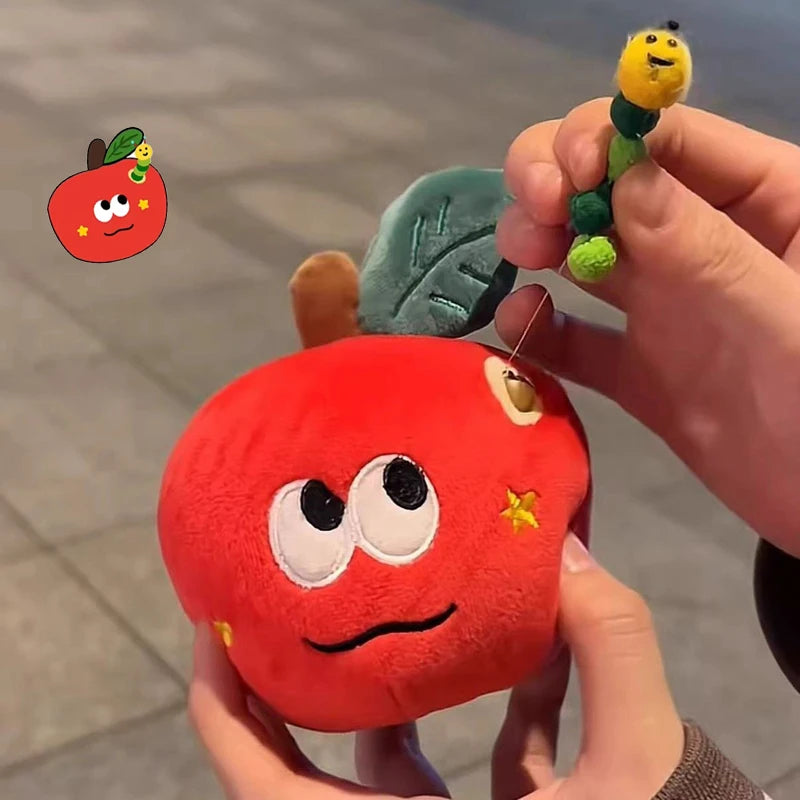 Plush Red Apple Keychains Pendant Surprise Apple  with Bug Holes Proposal Hide The Ring Couples Valentine's Day Surprise Gift