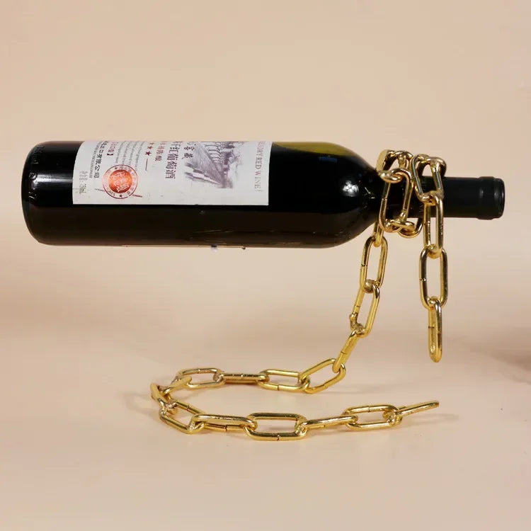 Kitchen Magical Suspension Iron Chain Wine Racks One Bottle Wine Display Racks Stand Holder Dining Room Cellar Bar Decoration