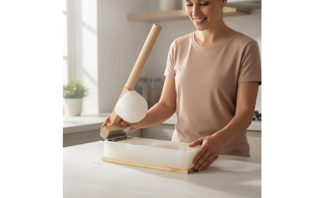 Rice Cake Press Handmade Wooden Paste Press Wooden Paste Flattener Small and Lightweight Dumpling Skin Form for Beginners