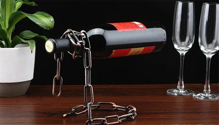 Kitchen Magical Suspension Iron Chain Wine Racks One Bottle Wine Display Racks Stand Holder Dining Room Cellar Bar Decoration