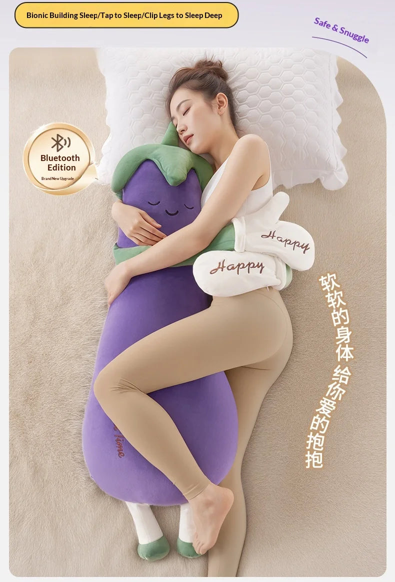 Zhimengren Eggplant Sleep Pillow Bluetooth Music Remote Control Adjustable Patting Plush Toy For Adults Pregnant Women Girls